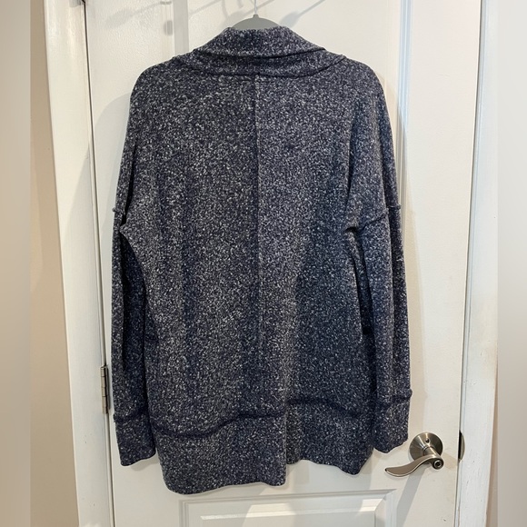 Roots Canada Open Front  Waterfall Cardigan Sz M Heathered Gray With Pockets - Picture 7 of 11